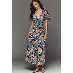 yukiko noritake x anthropologie asymmetric floral midi dress Yukiko Noritake x Anthropologie Asymmetric Floral Midi Dress in Blue, Size: 26 W